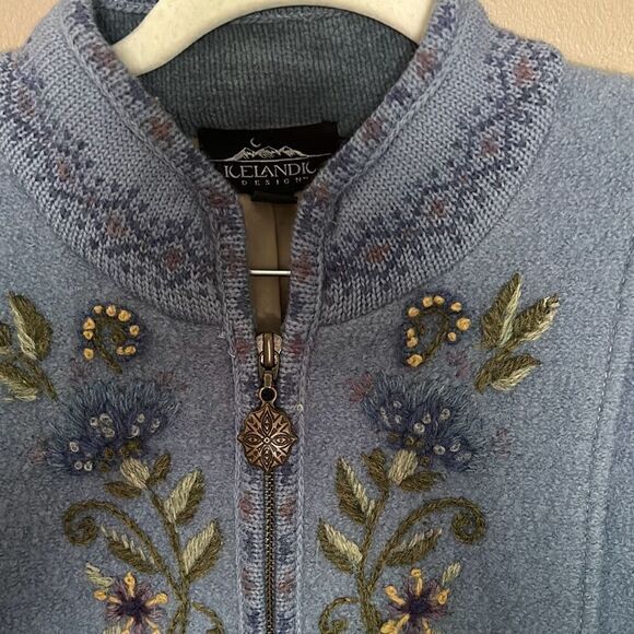 Icelantic Embroidered Wool Shacket Sweater Jacket Medium - Picture 4 of 15